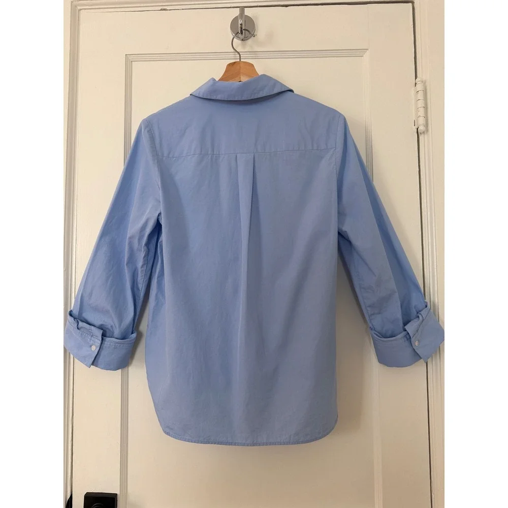 TWP Blue Ex-Boyfriend Button Down Shirt Italian Cotton XS Oversize Luxury Office - Picture 4 of 13